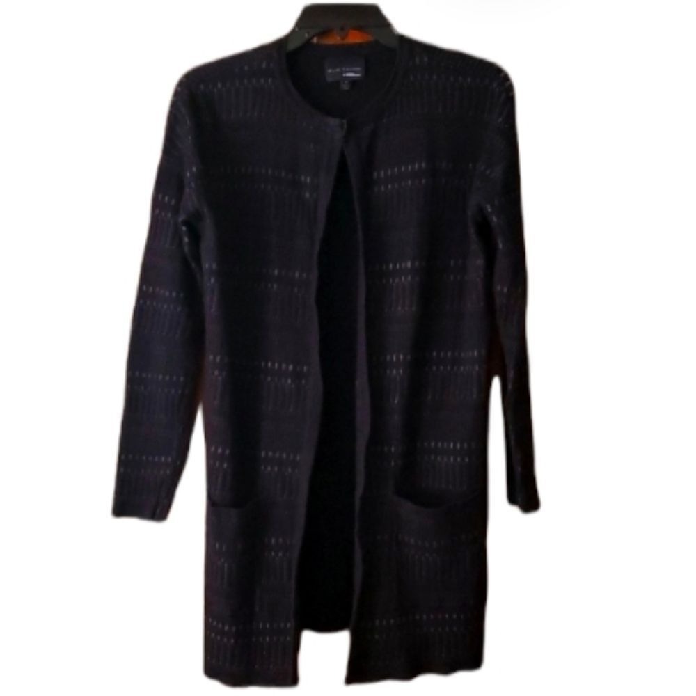 Elie Tahari for Design‎ Nation Womans Black Long Patterned Cardigan Size Small